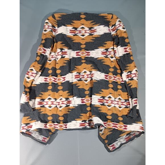 Lucky Brand Aztec Open Front Cardigan Sweater M Gray Boho Southwestern - Picture 6 of 6